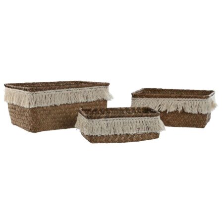Kurvesæt i naturlig fiber - boho, 3 dele (23 × 17 × 10 cm)