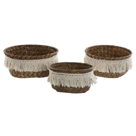 Kurvesæt i naturlig fiber - boho, 3 stk (16 × 16 × 6 cm)