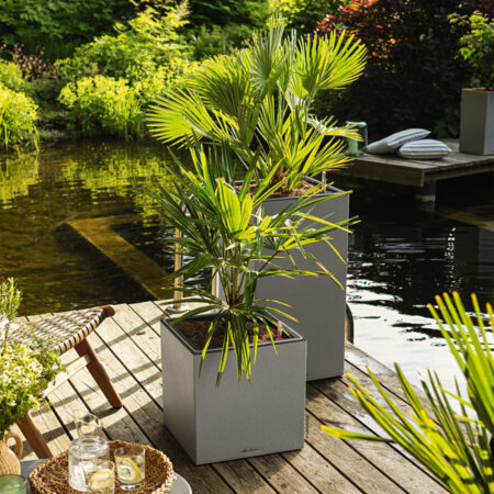LECHUZA plantekrukke CANTO Stone 40 High ALL-IN-ONE 40x40 cm stengrå