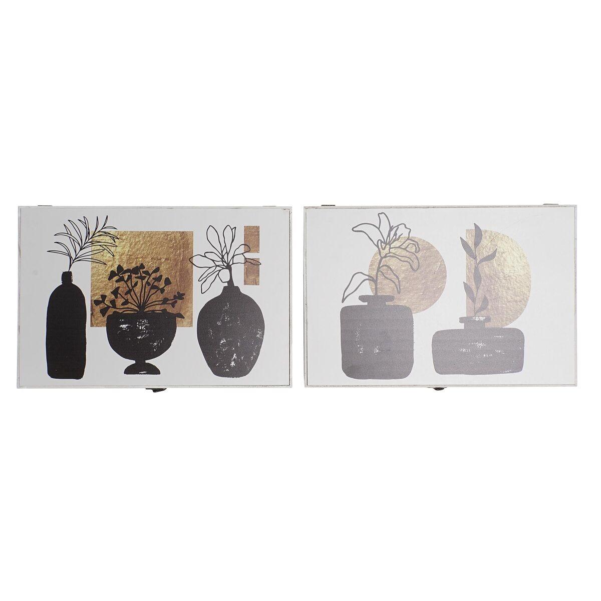 Låg Vase Træ MDF 2 enheder 46,5 x 6 x 31,5 cm Låg Vase Træ MDF 2 enheder 46,5 x 6 x 31,5 cm