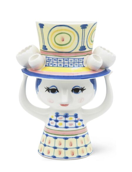 Lady With Hat Vase H20.5 Cm Blue Bjørn Wiinblad Blue