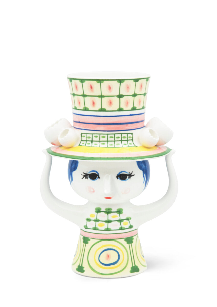 Lady with hat vase, grøn - H24,5 cm. Lady with hat vase, grøn - H24,5 cm.