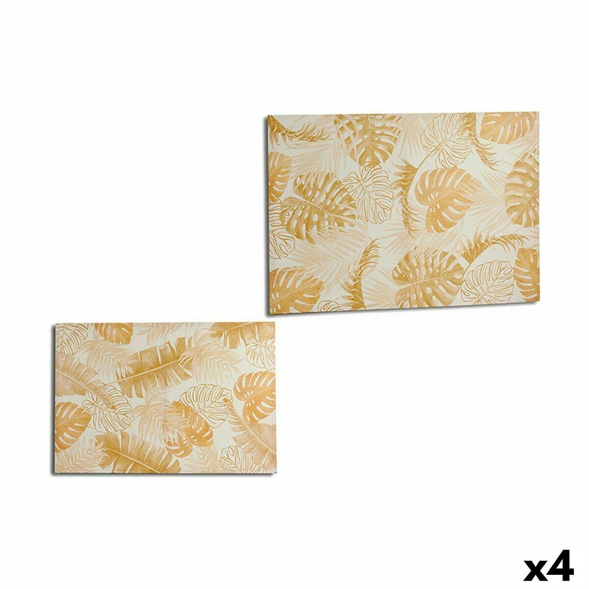 Lærred - Blad af en plante, gylden, 120 × 80 × 2,5 cm (4 stk.) Lærred - Blad af en plante, gylden, 120 × 80 × 2,5 cm (4 stk.)