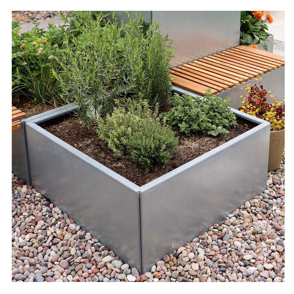 Land Modern Kvadratisk plantekasse i galvaniseret stål - 40 x 40 x 40 cm Land Modern Kvadratisk plantekasse i galvaniseret stål - 40 x 40 x 40 cm