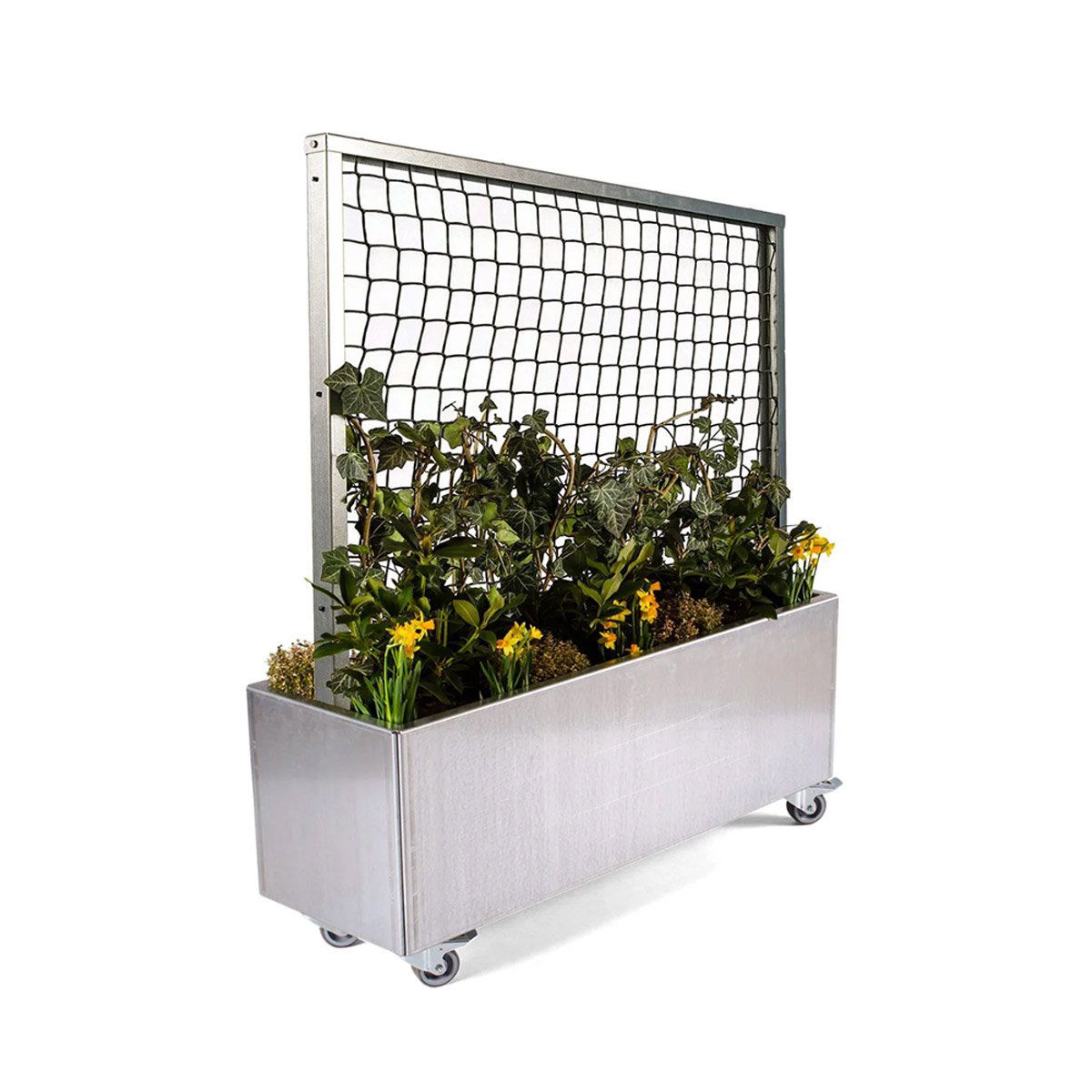 Land Modern Plantekasse med espalier på hjul, galvaniseret - 180 cm Land Modern Plantekasse med espalier på hjul, galvaniseret - 180 cm