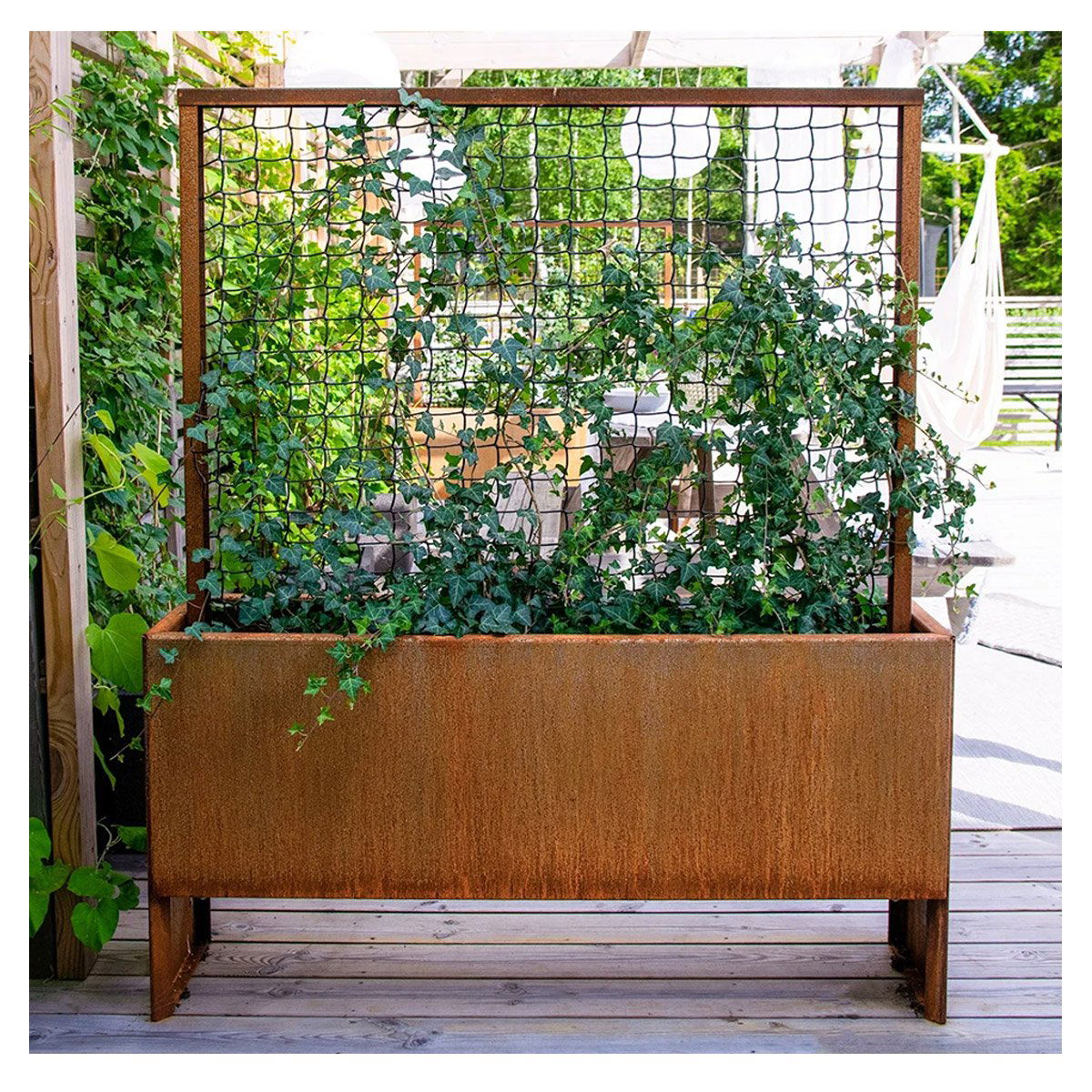Land Modern Slim Plantekasse med espalier, Corten - 180 cm Land Modern Slim Plantekasse med espalier, Corten - 180 cm