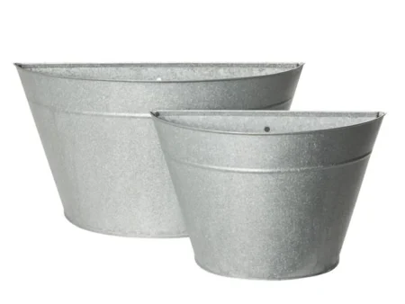 Lauvring, Alvin, Vægpotter, Grå, Zink, Sæt af 2, H:16 x B:26,5 x D:12 - H:18,5 x B:36 x D:15 cm