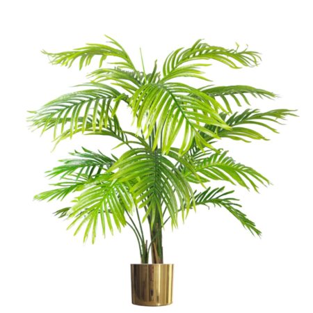 Leaf Design 130cm Artificial Areca Palm Tree (XL with Gold Metal Planter)
