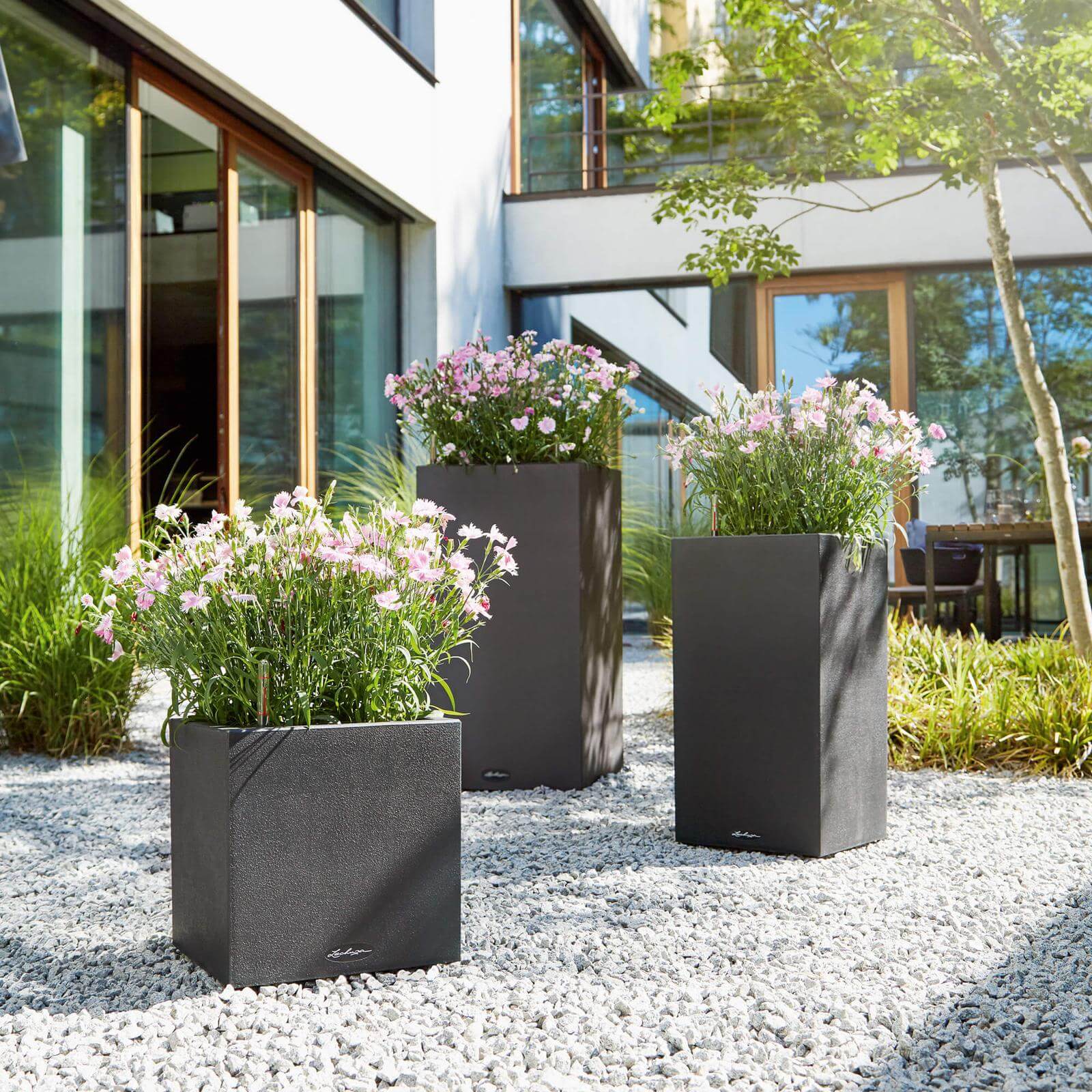 Lechuza Canto Stone High 30 udendørs krukke til blomster med selvvandingssystem Graphite black Lechuza Canto Stone High 30 udendørs krukke til blomster med selvvandingssystem Graphite black