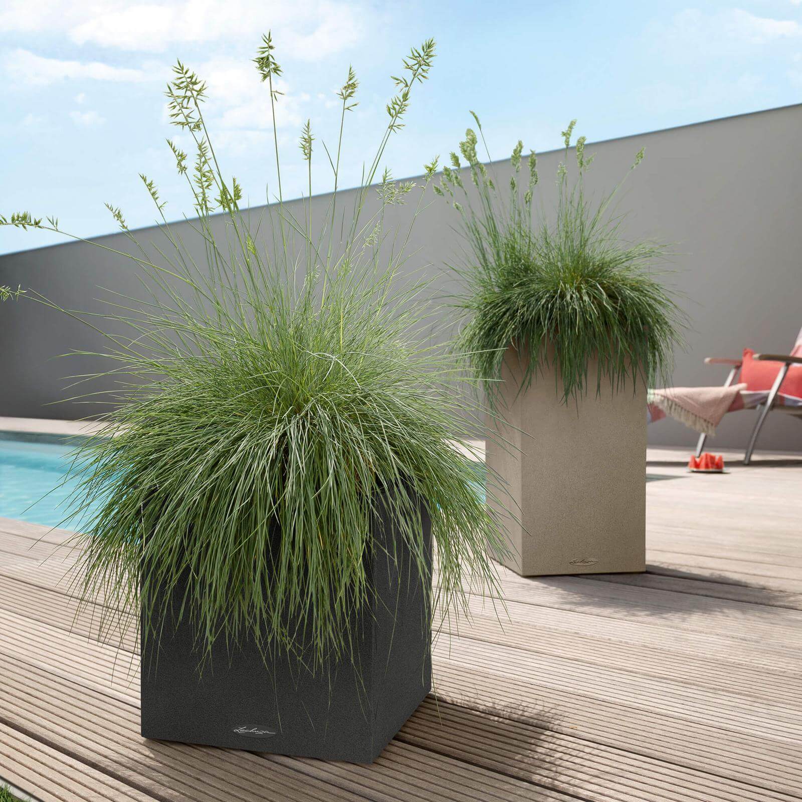Lechuza Canto Stone Low udendørs krukke til blomster med selvvandingssytem Graphite black 30 x 30 x H30 cm Lechuza Canto Stone Low udendørs krukke til blomster med selvvandingssytem Graphite black 30 x 30 x H30 cm