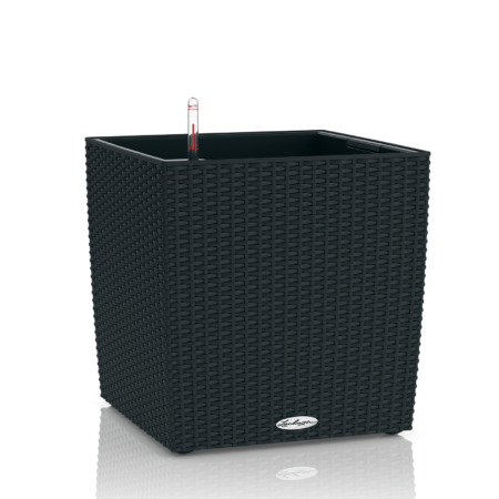 Lechuza Cube Cottage udendørs krukke til blomster med selvvandinssystem Graphite black 40 x 40 x H40 cm