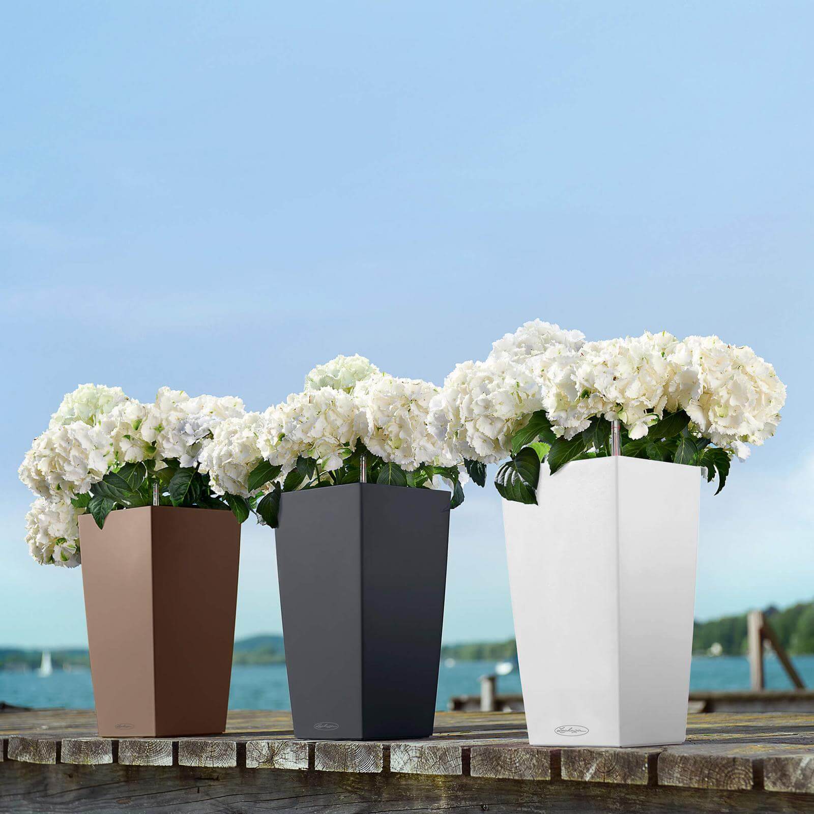 Lechuza Cubico Color udendørs krukke til blomster med selvvandingssystem Hvid 22 x 22 x H41 cm Lechuza Cubico Color udendørs krukke til blomster med selvvandingssystem Hvid 22 x 22 x H41 cm