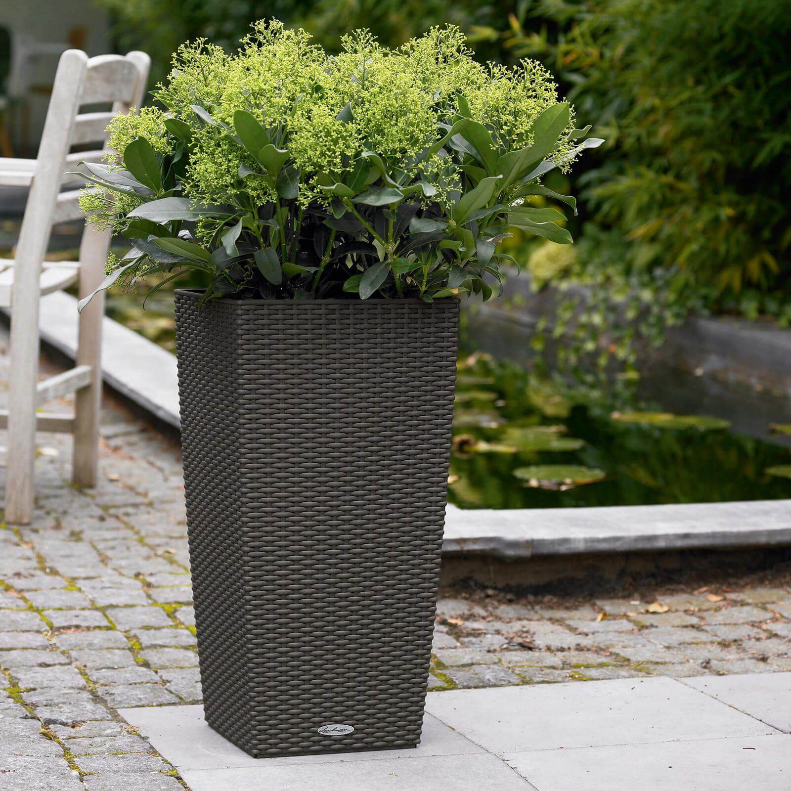 Lechuza Cubico Cottage udendørs krukke til blomster med selvvandingssystem Granit 40 x 40 x H75 cm Lechuza Cubico Cottage udendørs krukke til blomster med selvvandingssystem Granit 40 x 40 x H75 cm