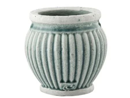 Lene Bjerre, Catinia, Urtepotte, Støvet Grøn, Keramik. H:13,5 x Dia:14 cm.