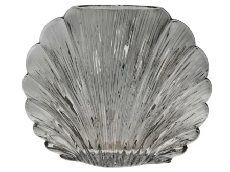 Lene Bjerre, Dornia, Musling, Vase, Mørkegrå, Glas, H:17 x B:10 x L:20 cm