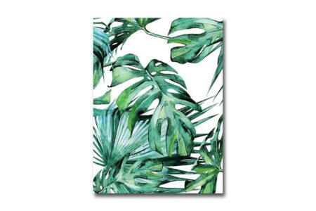 Lille lærredstryk 28x38 cm - Frodigt løv med tropiske planter - Mørkegrøn / Lysegrøn