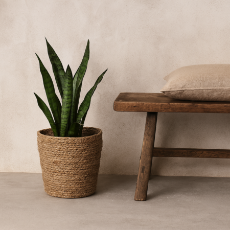 Lille plantekurv i hamp – Rund – Ø24xH22 cm