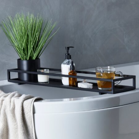 London Matt Black Bath Rack and Plant Stand Black