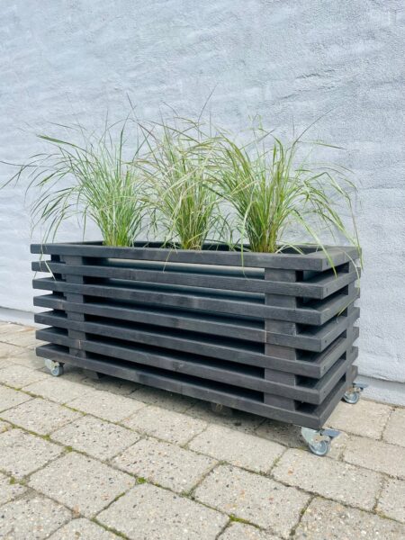Luxus Plantekasse af Traller | Sortbejdset | 43 cm (7 lægter) / 95 cm