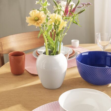 Lyngby Rhombe Vase H: 16,5 cm - Hvid