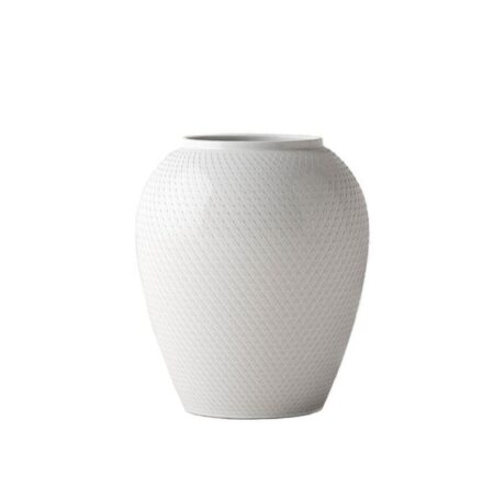 Lyngby Rhombe Vase H: 16,5 cm - Hvid OUTLET