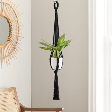 Macrame Single Plant Hanger Black