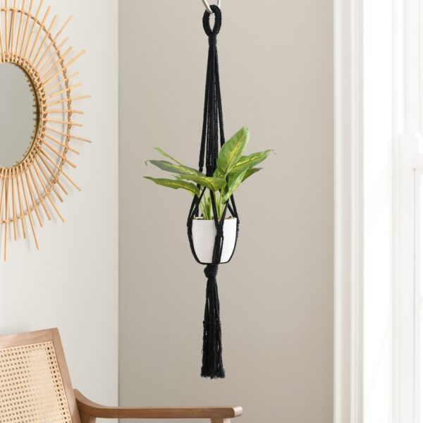Macrame Single Plant Hanger Black