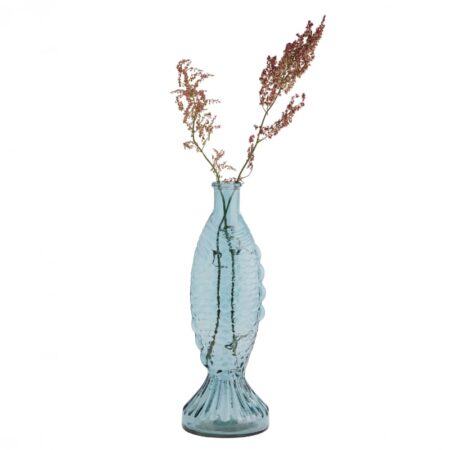 Madam Stoltz Fish Glas Vase - Blå