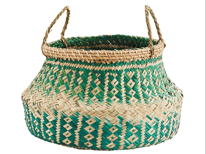 Madam Stoltz, Søgræs kurv, grøn, Ø25xH30 cm Madam Stoltz, Søgræs kurv, grøn, Ø25xH30 cm