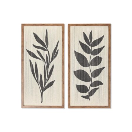 Maleri Home ESPRIT Blad af en plante Cottage 30 x 3 x 60 cm (2 enheder)