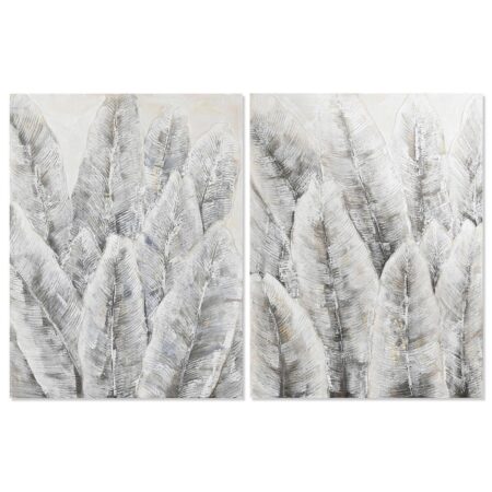 Maleri Home ESPRIT Blad af en plante Traditionel 90 x 3 x 120 cm (2 enheder)