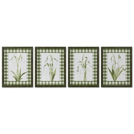 Maleri Home ESPRIT Grøn Beige Shabby Chic Botaniske planter 30 x 2,5 x 40 cm (4 enheder)
