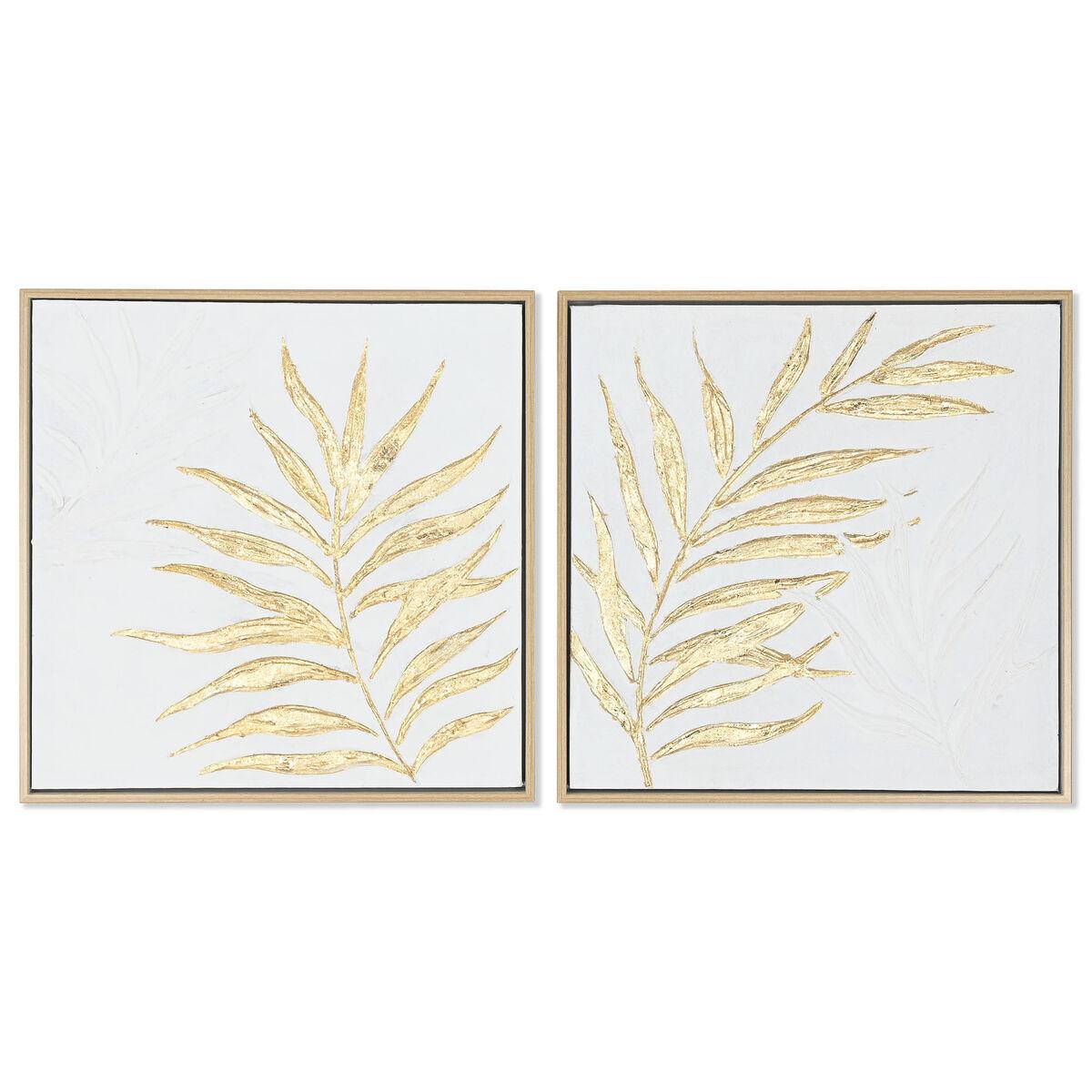 Maleri Home ESPRIT Hvid Gylden Lærred Træ MDF Moderne Blad af en plante 42 x 4 x 42 cm (2 enheder) Maleri Home ESPRIT Hvid Gylden Lærred Træ MDF Moderne Blad af en plante 42 x 4 x 42 cm (2 enheder)