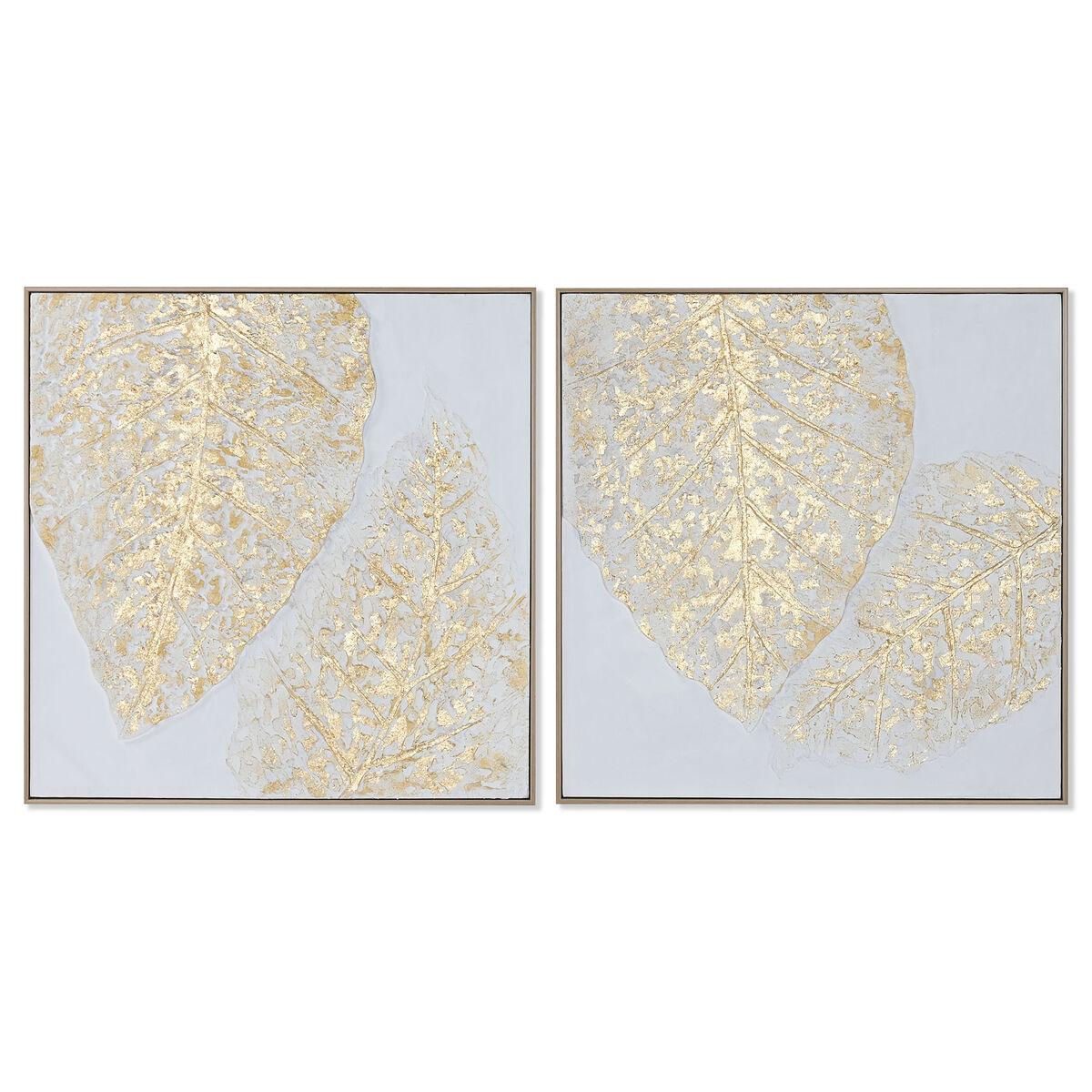 Maleri Home ESPRIT Hvid Gylden Lærred Træ MDF Moderne Blad af en plante 82 x 4,5 x 82 cm (2 enheder) Maleri Home ESPRIT Hvid Gylden Lærred Træ MDF Moderne Blad af en plante 82 x 4,5 x 82 cm (2 enheder)