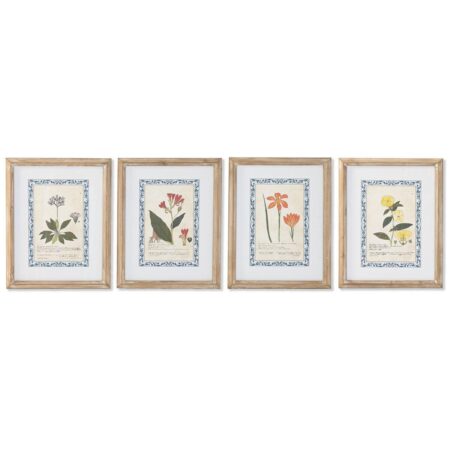 Maleri Home ESPRIT Shabby Chic Botaniske planter 40 x 2,5 x 50 cm (4 enheder)