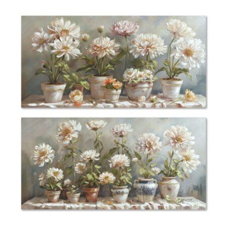 Maleri Home ESPRIT Urtepotte Traditionel 120 x 3 x 60 cm (2 enheder)
