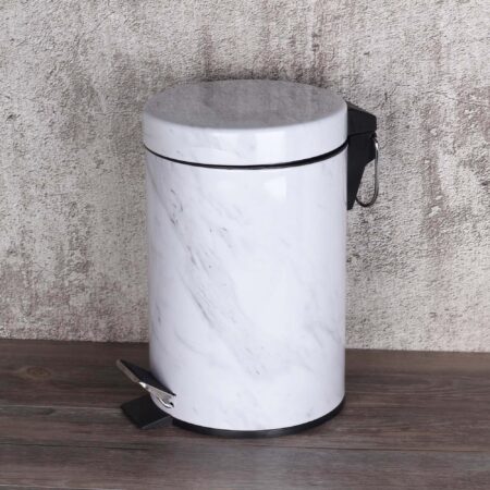 Marble Effect 3L Pedestal Bin White