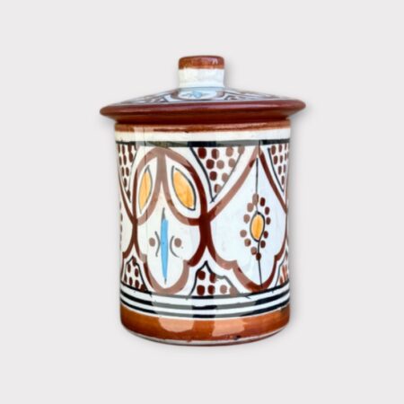 Marokkanske keramik krukker med fladt låg - 13 cm. høj Brun 2