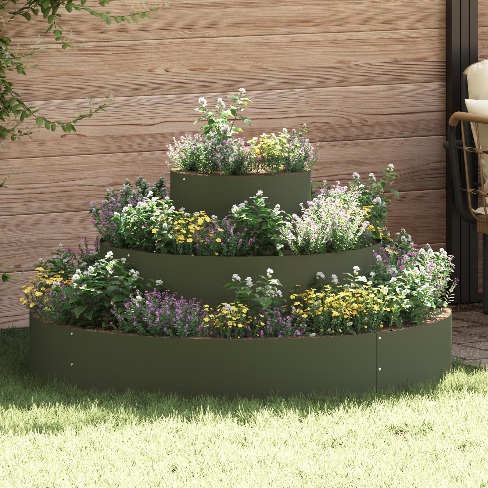 Metal Planter Stål/Olivengrøn Pulvermalt Stål Ø 120 cm Metal Planter Stål/Olivengrøn Pulvermalt Stål Ø 120 cm
