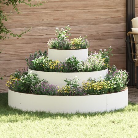 Metal Planter Stål/hvid Pulverlakeret Stål Stor Enkel