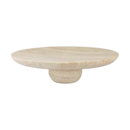 Mette Ditmer Travertin piedestal Linen, Ø32×8,5 cm