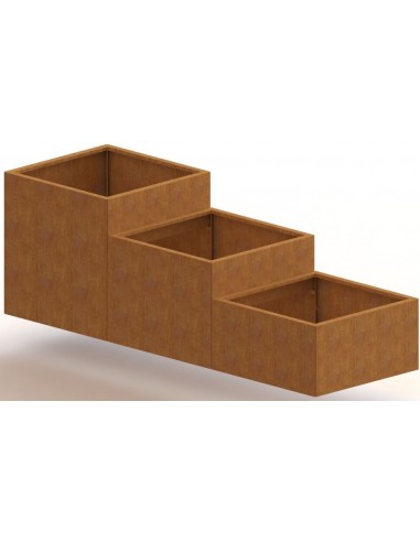 Miami højbed uden bund H40-80 x B240 x D80 cm i corten stål
