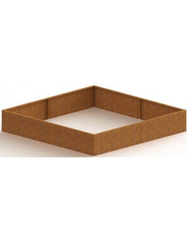 Miami højbed uden bund H40 x B240 x D240 cm i corten stål