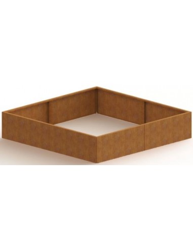 Miami højbed uden bund H60 x B200 x D200 cm i corten stål