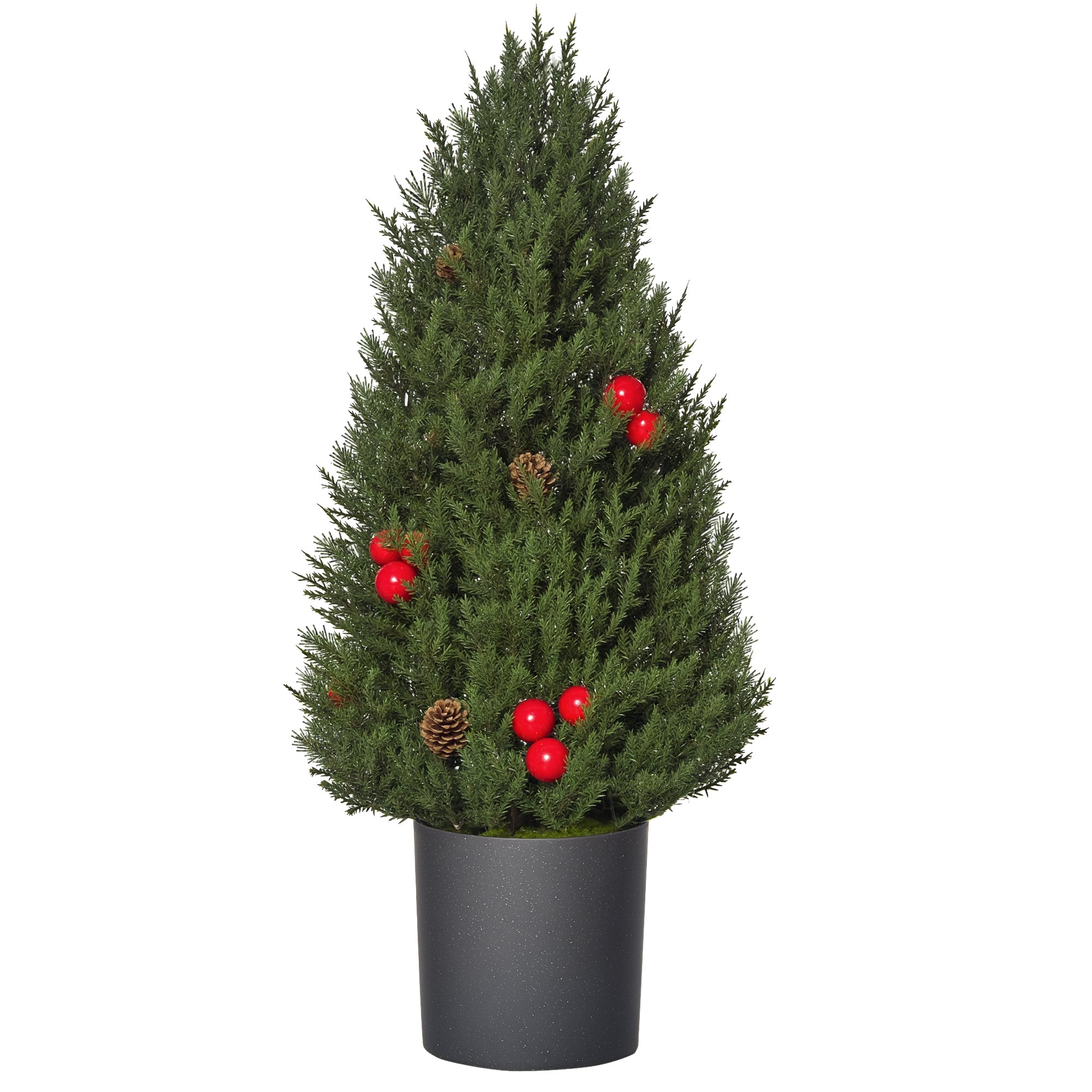 Mini juletræ med røde bær og kogler, inklusive plantekasse 27 cm x 27 cm x 47 cm, flerfarvet Mini juletræ med røde bær og kogler, inklusive plantekasse 27 cm x 27 cm x 47 cm, flerfarvet