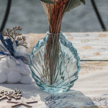 Musling Vase Lyseblå