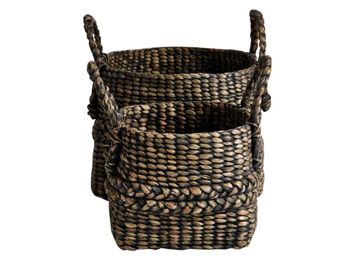 Muubs, Handle, Kurvesæt , Sort, Vandhyacint, 46x46xH45&44x44x31 cm Muubs, Handle, Kurvesæt , Sort, Vandhyacint, 46x46xH45&44x44x31 cm