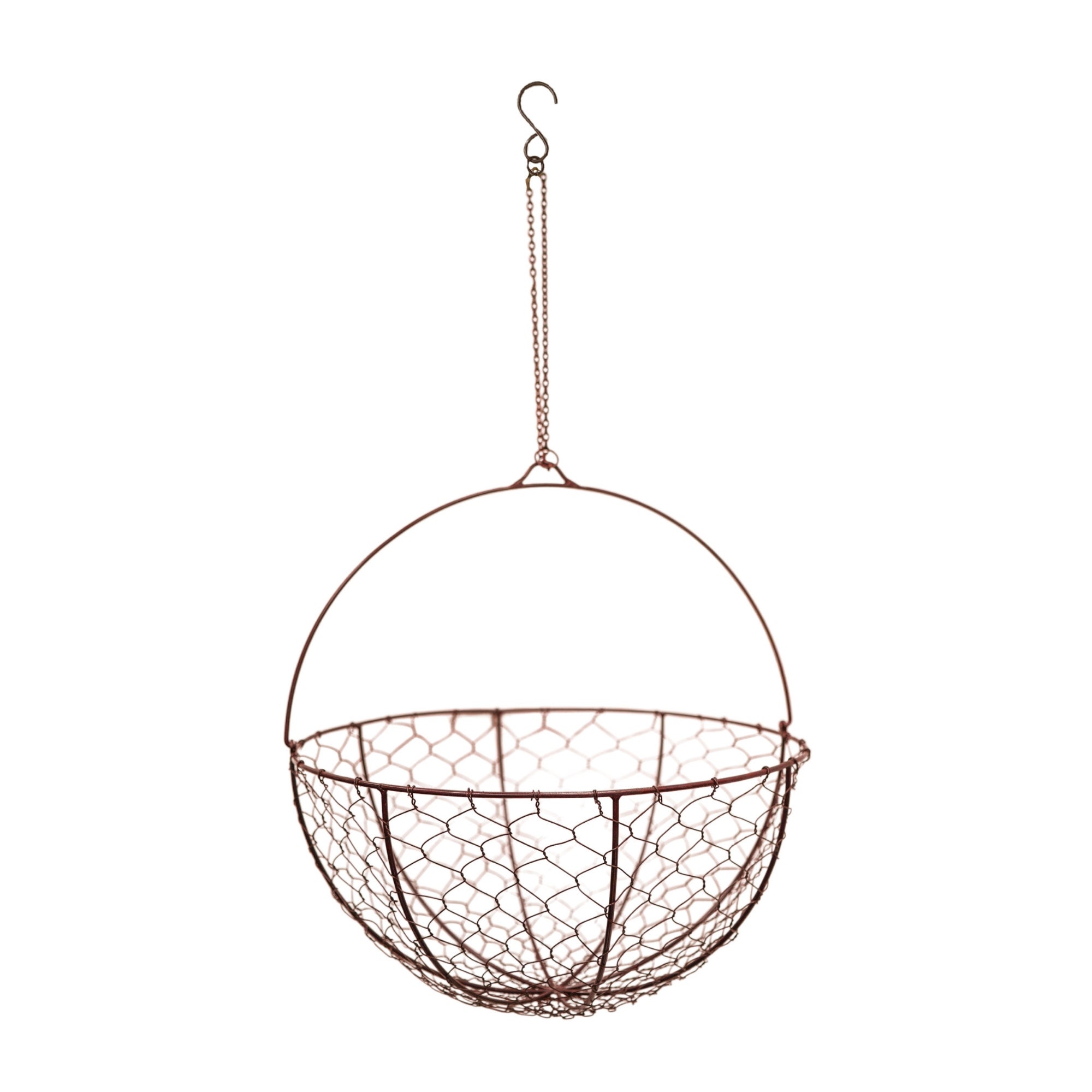 Netted Wire Outdoor Hanging Basket Bronze Netted Wire Outdoor Hanging Basket Bronze