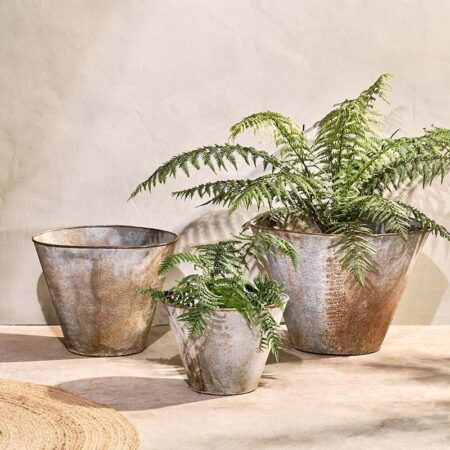 Nkuku Abari Tapered Planter | Vases & Planters | Aged Zinc | Large