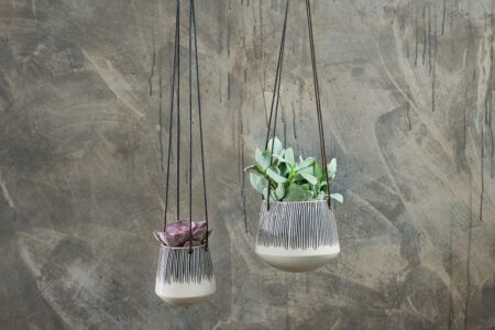 Nkuku Matamba Ceramic Hanging Planter | Vases & Planters | Black & White | Large 12 x 14 cm (Diameter)